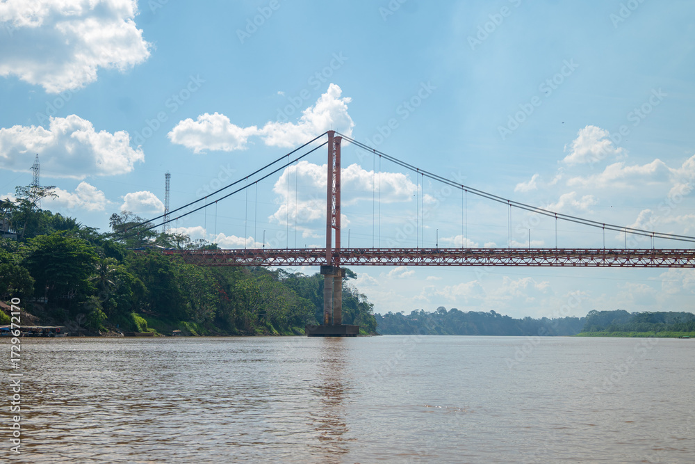 Obraz premium The Madre de Dios River, gateway to the Amazon rainforest of Madre de Dios, where the most biodiverse Amazon forests of Peru are found, and where the Tambopata National Reserve is located