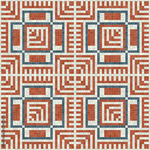 Mosaic tiles seamless pattern composition with traditional Palestinian motif. Editable vector background for print, background, web, wrapping.