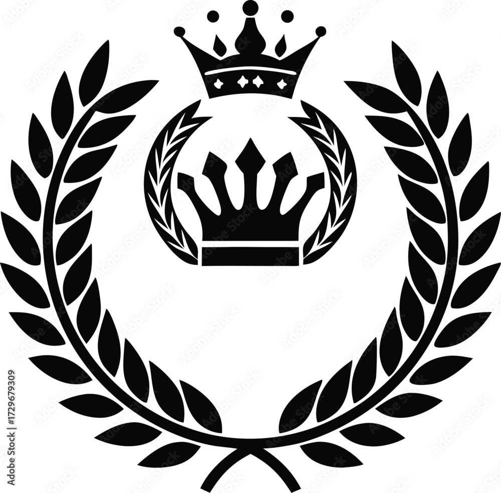Fototapeta premium Vector tattoo design of a black laurel wreath and skull symbol illustration