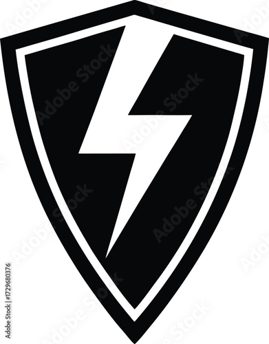 Black shield with an arrow is a vector icon for security and protection