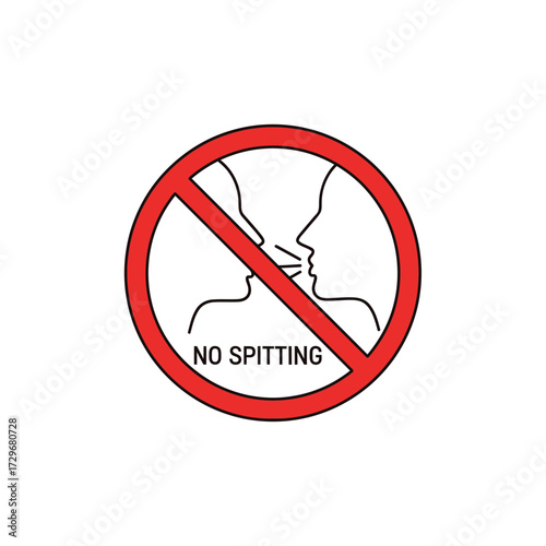No spitting prohibition sign vector icon. Public health and safety warning symbol to prevent the spread of disease and maintain hygiene