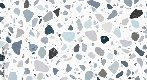 Terrazzo seamless pattern isolated on white background, a modern and stylish design element