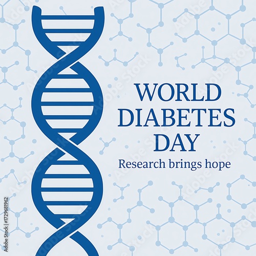 World Diabetes Day DNA helix design representing research brings hope
