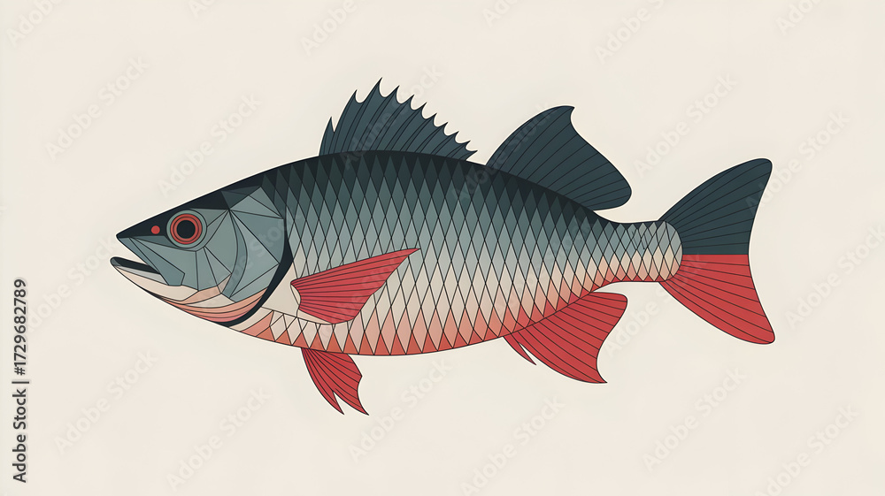 Fototapeta premium Modern geometric fish art design, perfect for your project