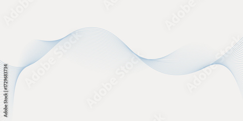 Abstract wavy blue line in white smooth background.