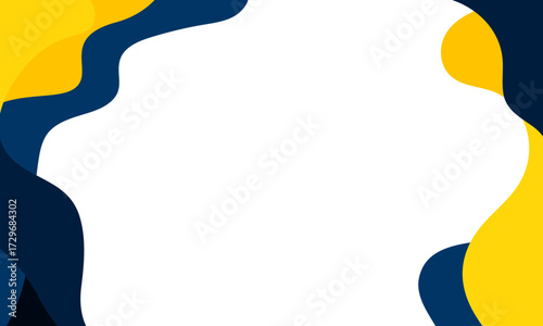 Yellow Navy Organic Wave Frame – Modern Abstract Background eps 10
