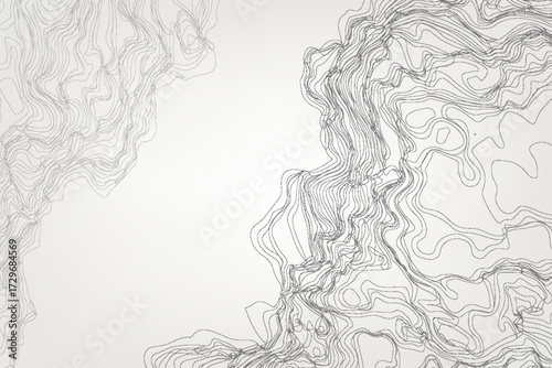 The stylized height of the topographic contour in lines and contours. The concept of a conditional geography scheme and the terrain path. Vector illustration.