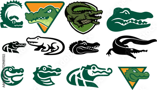 Vector of Alligator Logo  design on white background. Wild Animals. Reptile.  Crocodile Logo Easy editable layered vector illustration.