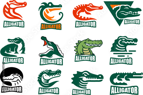 Vector of Alligator Logo  design on white background. Wild Animals. Reptile.  Crocodile Logo Easy editable layered vector illustration.