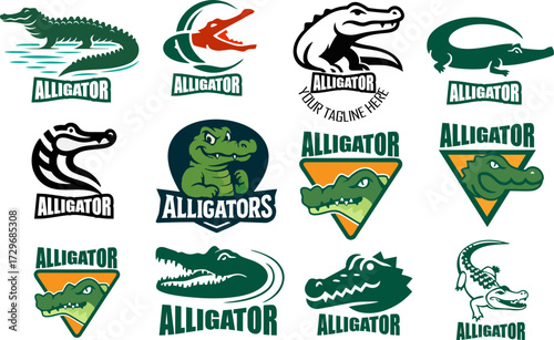 Vector of Alligator Logo  design on white background. Wild Animals. Reptile.  Crocodile Logo Easy editable layered vector illustration.