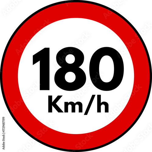 Speed Limit 180 kmh Sign