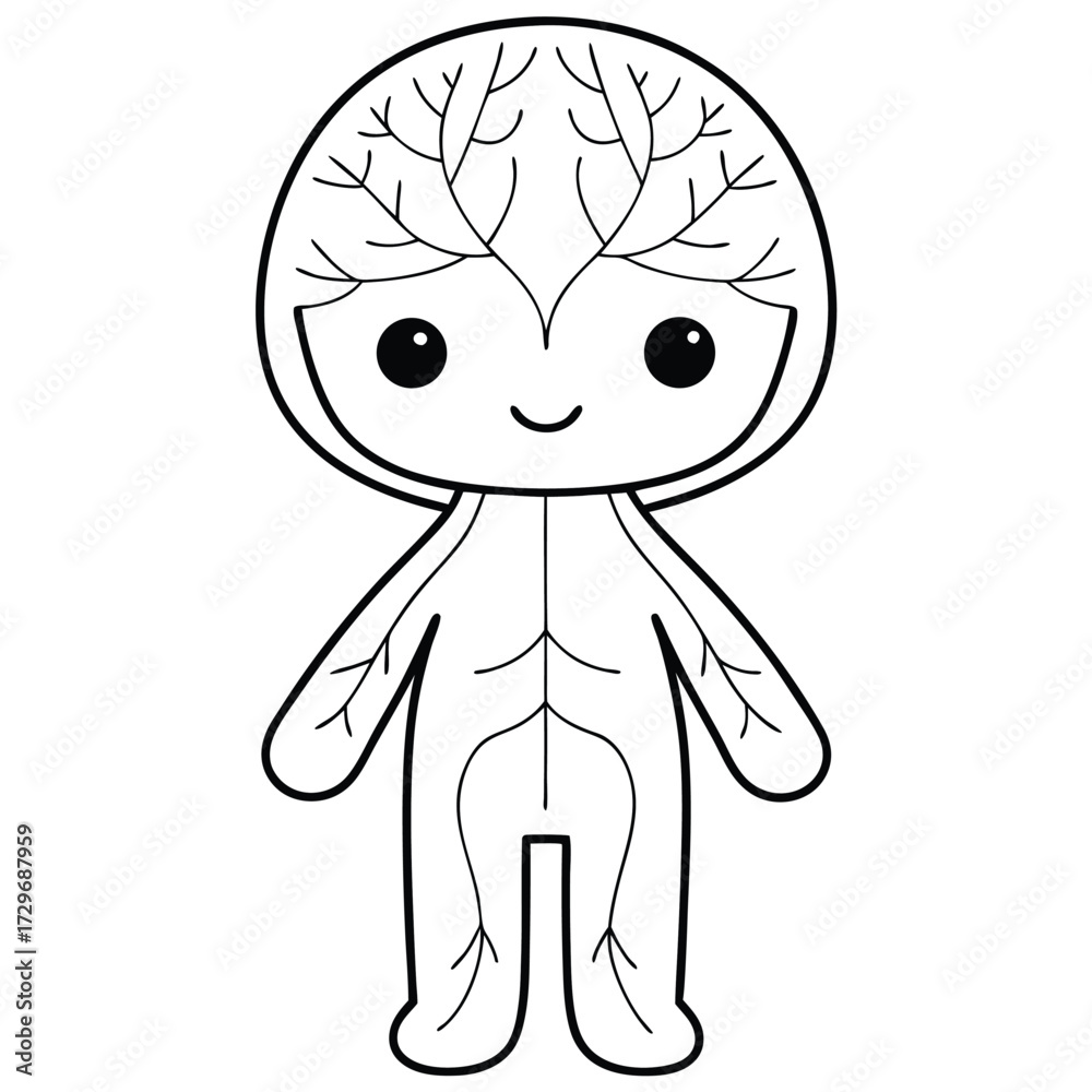 Fototapeta premium Cute cartoon figure with branching patterns character