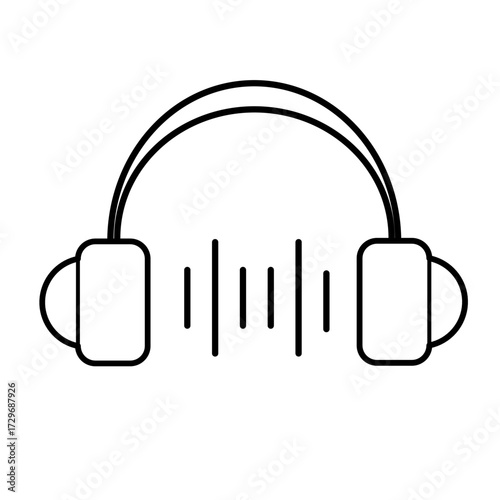 Flat vector illustration of headphones, isolated on white background, perfect for music design, audio graphics, sound themes, and entertainment concepts.