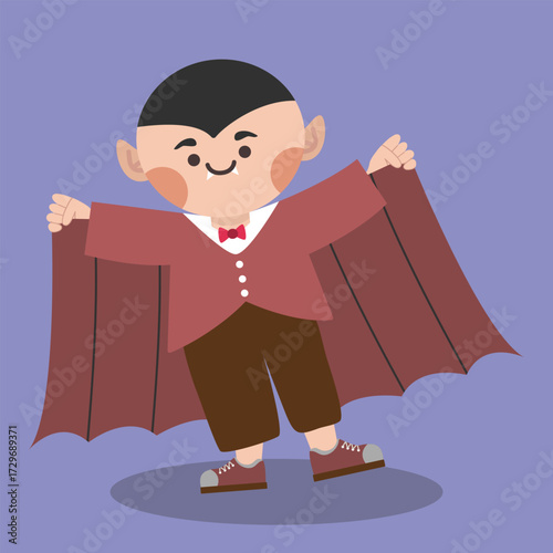 Cute dracula vampire character clipart Illustration with kawaii hand drawn style for halloween season