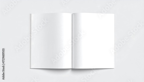 Blank Open Book Mockup on White Background.