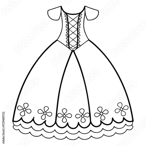 Elaborate lace up gown with floral trim dress formal wear