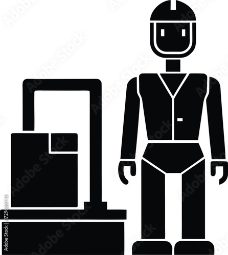 Automated Warehouse Robot Silhouette Vector Art Illustration