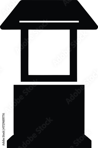 Automated Kiosk Silhouette Vector Art Illustration