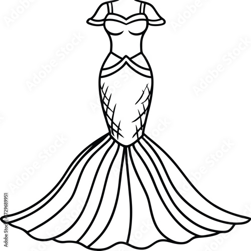 Elegant mermaid gown with flowing train mermaid dress