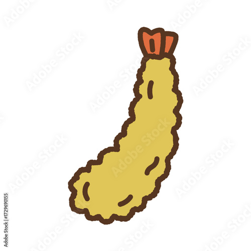 手書き風の単品アイコンイラスト　食べ物　エビフライ
