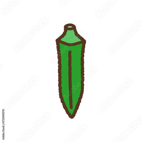 手書き風の単品アイコンイラスト　野菜　オクラ