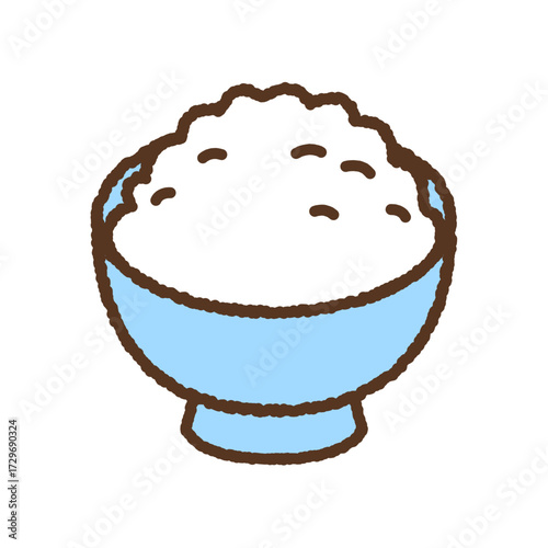 手書き風の単品アイコンイラスト　食べ物　ご飯