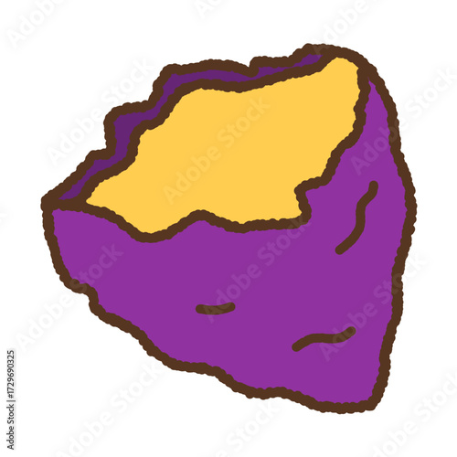 手書き風の単品アイコンイラスト　野菜　さつまいも　カット