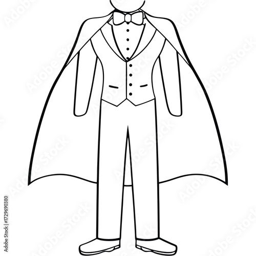 Formal suit with cape and bow tie formal wear tuxedo