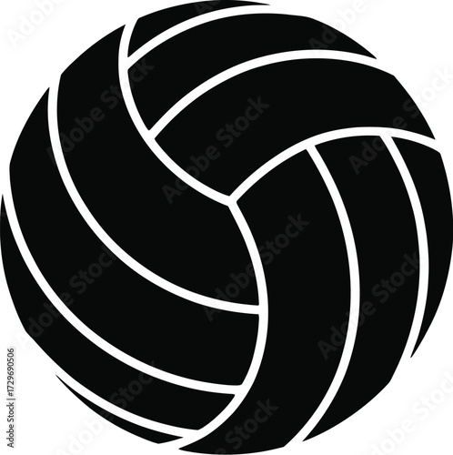 Black volleyball vector silhouette sport game