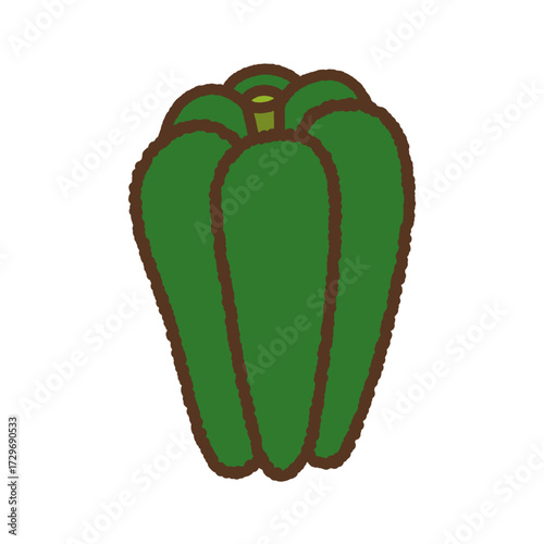 手書き風の単品アイコンイラスト　野菜　ピーマン