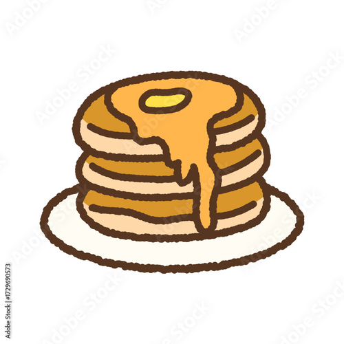 手書き風の単品アイコンイラスト　料理　ホットケーキ
