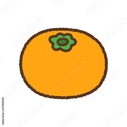 手書き風の単品アイコンイラスト　果物　みかん