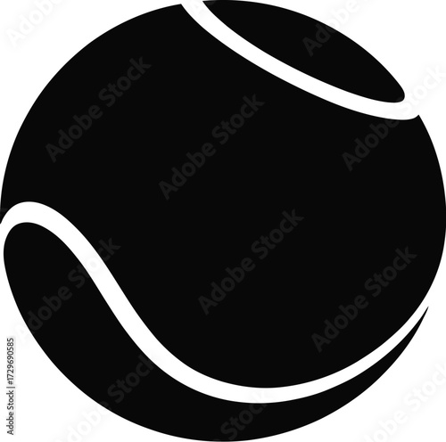 Black tennis ball vector silhouette sport game