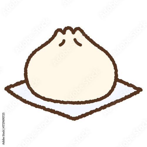 手書き風の単品アイコンイラスト　料理　中華まん