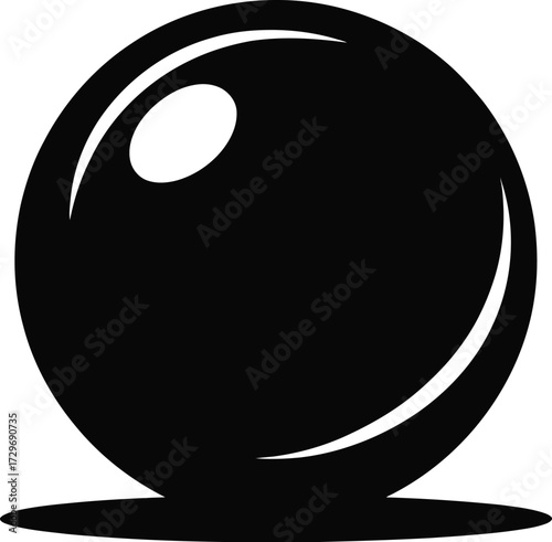 Black sphere with white highlights ball