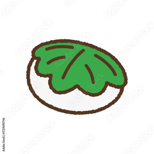 手書き風の単品アイコンイラスト　和菓子　柏餅