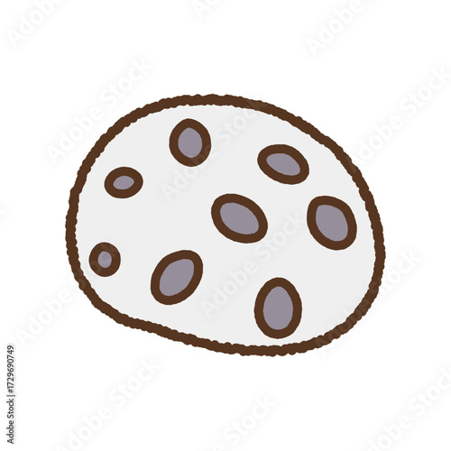 手書き風の単品アイコンイラスト　和菓子　豆大福