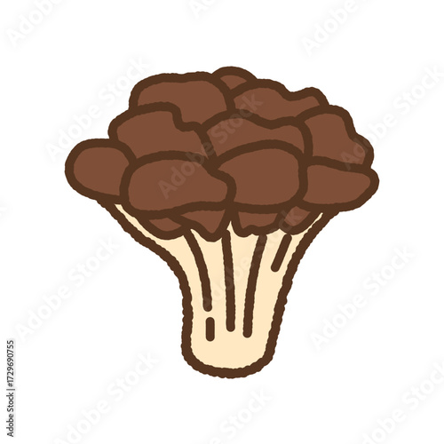 手書き風の単品アイコンイラスト　キノコ　舞茸