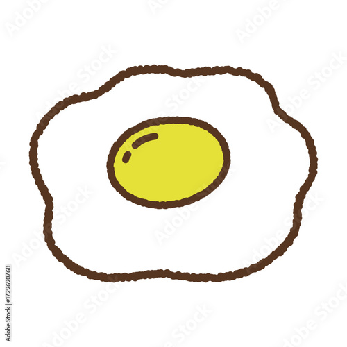 手書き風の単品アイコンイラスト　料理　目玉焼き