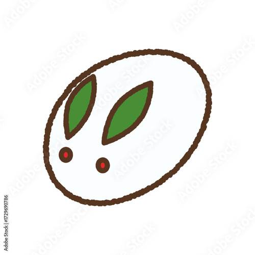 手書き風の単品アイコンイラスト　料理　和菓子　雪兎