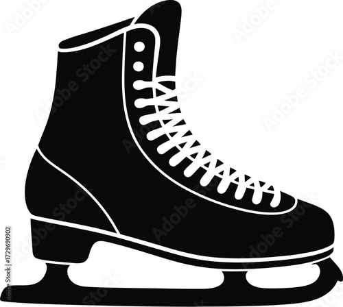 Black ice skate silhouette figure skate white