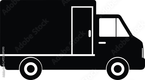 Refrigerated Delivery Truck silhouette vector art illustration