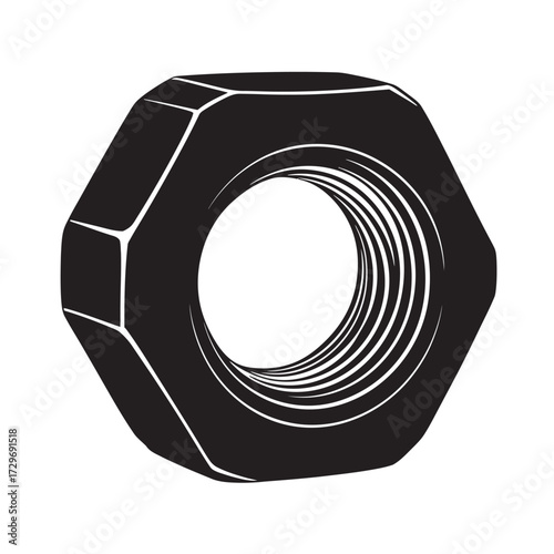 black and white silhouette of a nut vector on a white background
