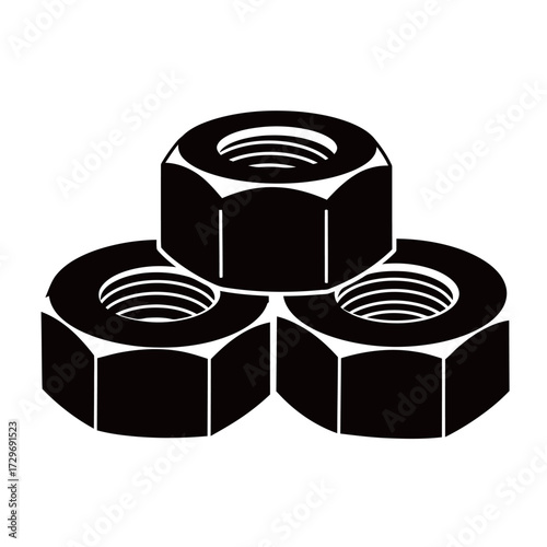 black and white silhouette of a nut vector on a white background