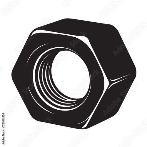 black and white silhouette of a nut vector on a white background
