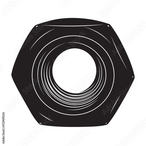 black and white silhouette of a nut vector on a white background