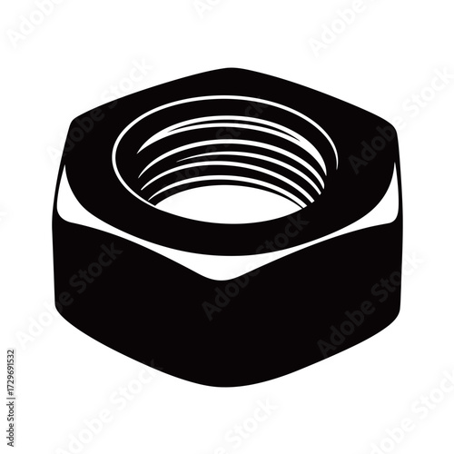 black and white silhouette of a nut vector on a white background
