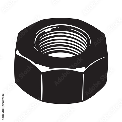 black and white silhouette of a nut vector on a white background