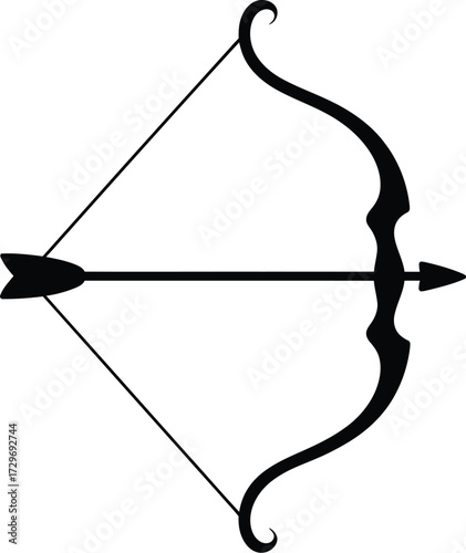 Black bow and arrow silhouette archery weapon