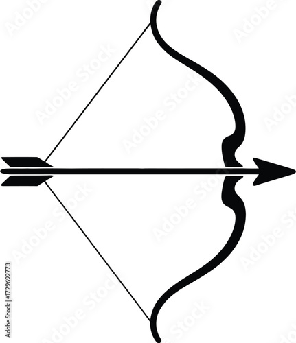 Black bow and arrow silhouette archery weapon